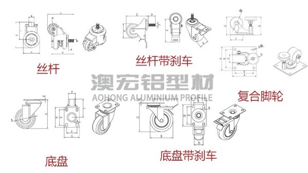 腳輪與工業(yè)鋁型材框架連接