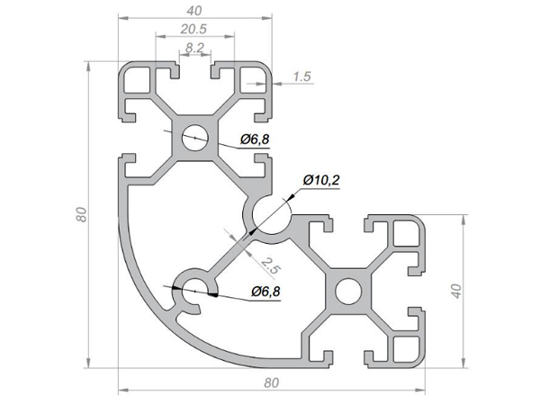 40系列鋁合金型材 001 08 40 80RA